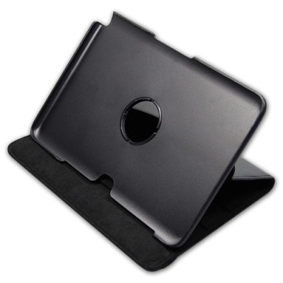 Atverčiamas juodas odinis Samsung Galaxy Note 10.1 N8000 (N8010) dėklas (dėkliukas), sukiojamas 360° / Priedai.lt