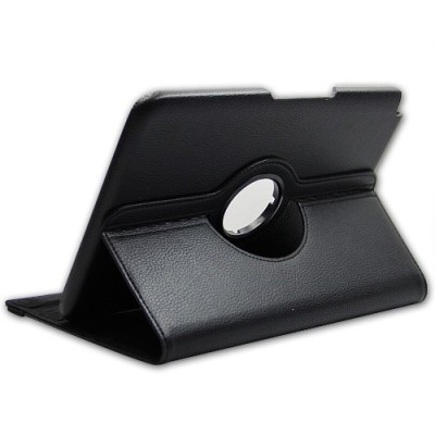 Atverčiamas juodas odinis Samsung Galaxy Note 10.1 N8000 (N8010) dėklas (dėkliukas), sukiojamas 360° / Priedai.lt