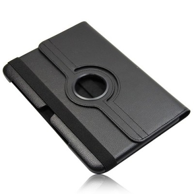Atverčiamas juodas odinis Samsung Galaxy Note 10.1 N8000 (N8010) dėklas (dėkliukas), sukiojamas 360° / Priedai.lt