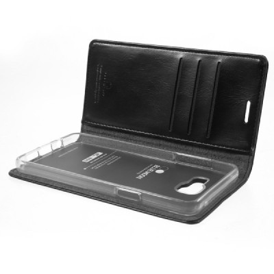 Mercury Blue Moon Samsung Galaxy A5 (2016) A510 atvērams melns ādas maciņš / Vacins.lv