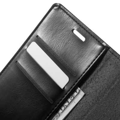 Mercury Blue Moon Samsung Galaxy A5 (2016) A510 atvērams melns ādas maciņš / Vacins.lv