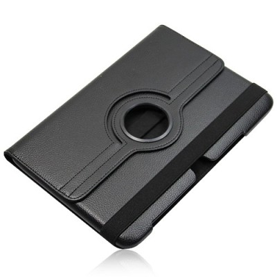 Atverčiamas juodas odinis Samsung Galaxy Note 10.1 N8000 (N8010) dėklas (dėkliukas), sukiojamas 360° / Priedai.lt
