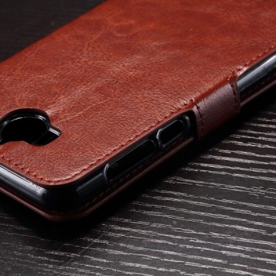 Huawei Y6 2017 / Y5 2017 (Nova Young) atvēramais ādas tumši brūns retro maciņš (maks) / Vacins.lv