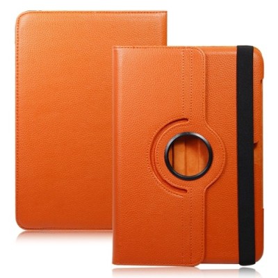 Atverčiamas oranžinis odinis Samsung Galaxy Note 10.1 N8000 (N8010) dėklas (dėkliukas), sukiojamas 360° / Priedai.lt