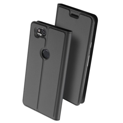 Google Pixel 2 „Dux Ducis“ Skin sērijas melns ādas atvērams maciņš / Vacins.lv