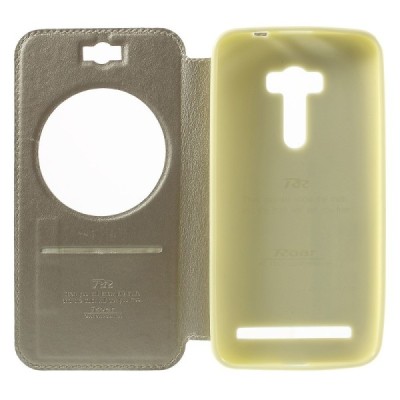 Asus Zenfone Selfie (ZD551KL) Roar Noble ādas atvēramais zelta futrālis / Vacins.lv