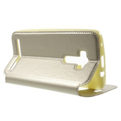 Asus Zenfone Selfie (ZD551KL) Roar Noble ādas atvēramais zelta futrālis / Vacins.lv