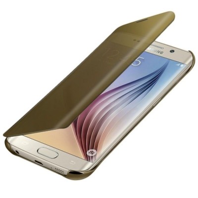 Samsung Galaxy S6 (G920) plastikinis atverčiamas auksinis dėklas / Priedai.lt