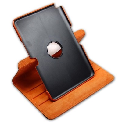 Atverčiamas oranžinis odinis Samsung Galaxy Note 10.1 N8000 (N8010) dėklas (dėkliukas), sukiojamas 360° / Priedai.lt