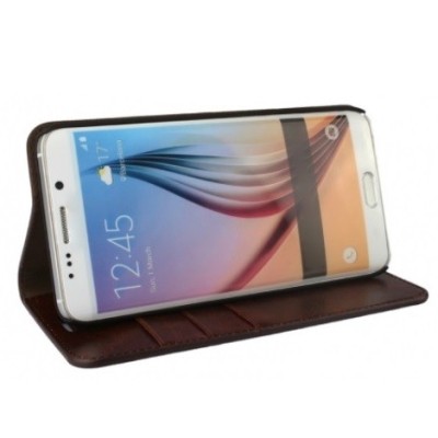 Samsung Galaxy S6 Edge+ (G928) „Faux Leather“ solīds atvēramais ādas smilšains maciņš - maks / Vacins.lv