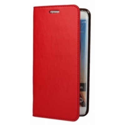 Samsung Galaxy S6 Edge+ (G928) „Faux Leather“ atverčiamas raudonas odinis dėklas - knygutė / Priedai.lt