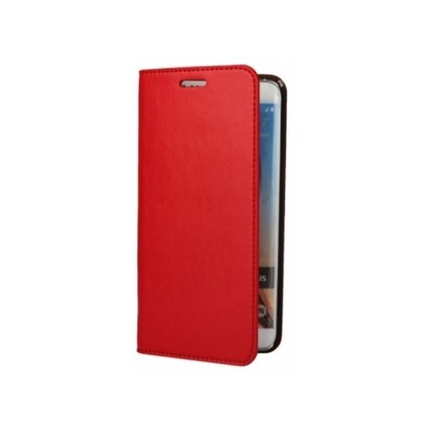 „Faux Leather“ solīds atvēramais ādas maciņš - sarkans (Galaxy S6 Edge+)