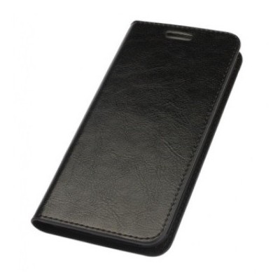 Samsung Galaxy S6 Edge (G925) „Faux Leather“ solīds atvēramais ādas melns maciņš - maks / Vacins.lv