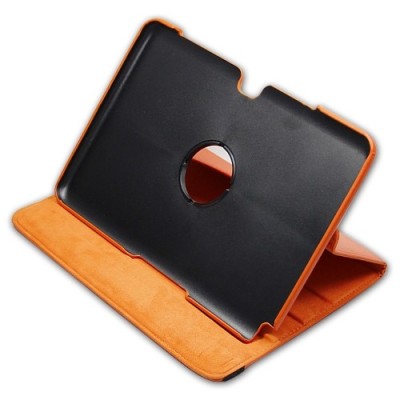 Atverčiamas oranžinis odinis Samsung Galaxy Note 10.1 N8000 (N8010) dėklas (dėkliukas), sukiojamas 360° / Priedai.lt