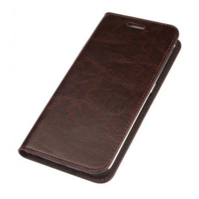 Samsung Galaxy S6 Edge (G925) „Faux Leather“ solīds atvēramais ādas tumši brūns maciņš - maks / Vacins.lv