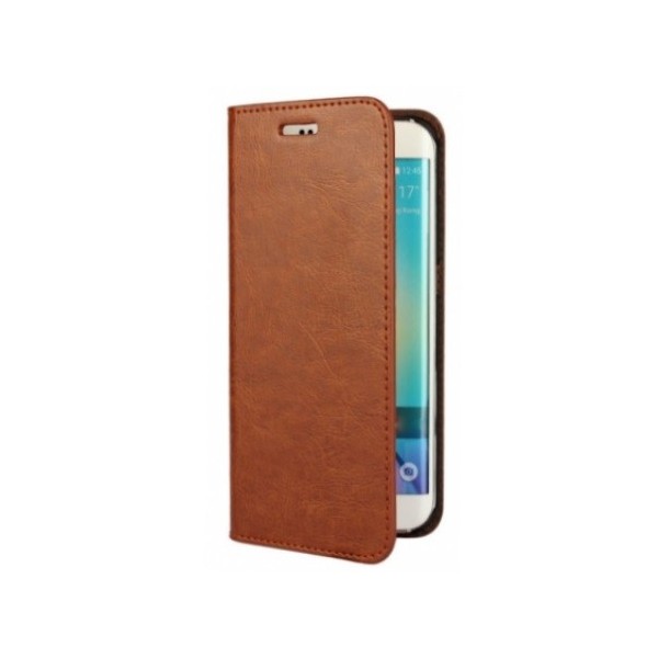 „Faux Leather“ atverčiamas dėklas - rudas (Galaxy S6 Edge)