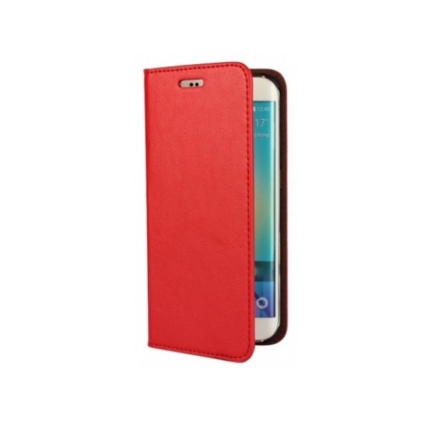 „Faux Leather“ solīds atvēramais ādas maciņš - sarkans (Galaxy S6 Edge)