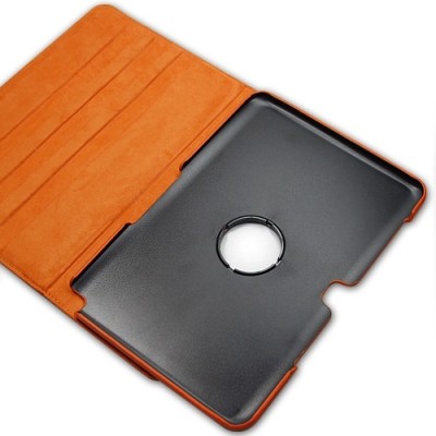Atverčiamas oranžinis odinis Samsung Galaxy Note 10.1 N8000 (N8010) dėklas (dėkliukas), sukiojamas 360° / Priedai.lt