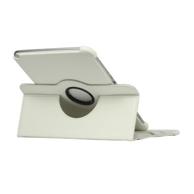 Atverčiamas baltas odinis Samsung Galaxy Note 10.1 N8000 (N8010) dėklas (dėkliukas), sukiojamas 360° / Priedai.lt