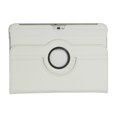 Atverčiamas baltas odinis Samsung Galaxy Note 10.1 N8000 (N8010) dėklas (dėkliukas), sukiojamas 360° / Priedai.lt