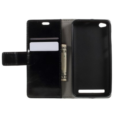 Xiaomi Redmi 5A atvēramais ādas melns maciņš, grāmata (maks) / Vacins.lv