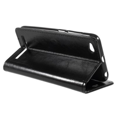 Xiaomi Redmi 5A atvēramais ādas melns maciņš, grāmata (maks) / Vacins.lv