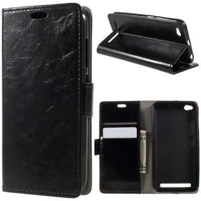 Xiaomi Redmi 5A atvēramais ādas melns maciņš, grāmata (maks) / Vacins.lv