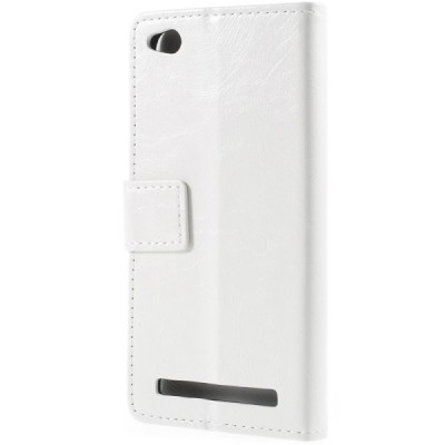 Xiaomi Redmi 5A atvēramais ādas balts maciņš, grāmata (maks) / Vacins.lv