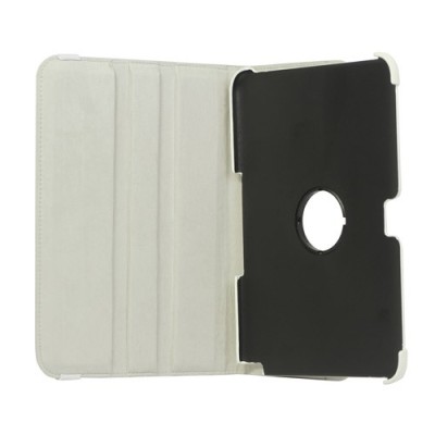 Atverčiamas baltas odinis Samsung Galaxy Note 10.1 N8000 (N8010) dėklas (dėkliukas), sukiojamas 360° / Priedai.lt