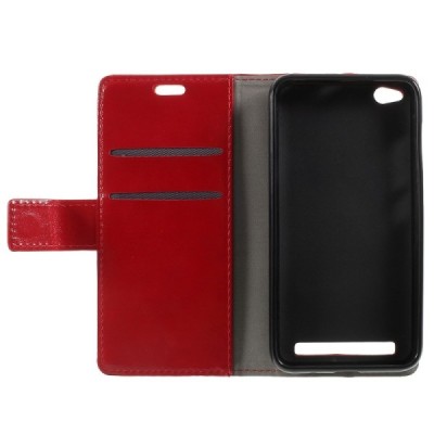 Xiaomi Redmi 5A atvēramais ādas sarkans maciņš, grāmata (maks) / Vacins.lv