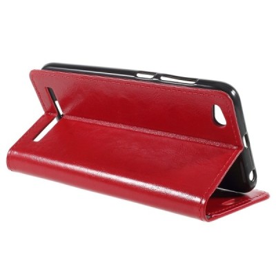 Xiaomi Redmi 5A atvēramais ādas sarkans maciņš, grāmata (maks) / Vacins.lv