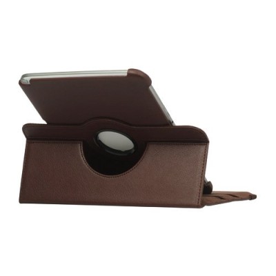 Atverčiamas rudas odinis Samsung Galaxy Note 10.1 N8000 (N8010) dėklas (dėkliukas), sukiojamas 360° / Priedai.lt