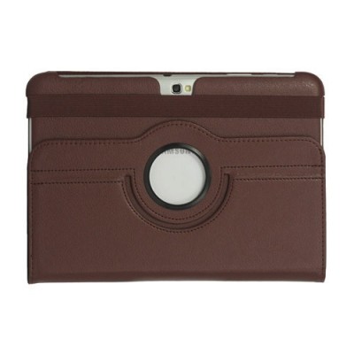 Atverčiamas rudas odinis Samsung Galaxy Note 10.1 N8000 (N8010) dėklas (dėkliukas), sukiojamas 360° / Priedai.lt