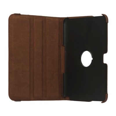 Atverčiamas rudas odinis Samsung Galaxy Note 10.1 N8000 (N8010) dėklas (dėkliukas), sukiojamas 360° / Priedai.lt
