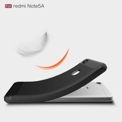 Xiaomi Redmi Note 5A (Y1) „Carbon“ cieta silikona (TPU) melns apvalks / vacins.lv