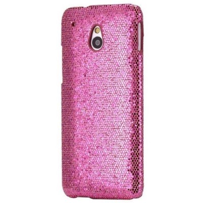 HTC One mini M4 Glitter plastikinis rožinis dėklas - nugarėlė / Priedai.lt
