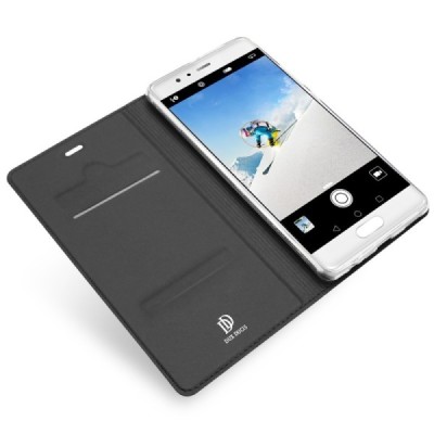 „Dux Ducis“ Skin serijos Huawei P10 (Huawei Ascend P10) juodas odinis atverčiamas dėklas / Priedai.lt