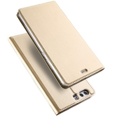 „Dux Ducis“ Skin serijos Huawei P10 (Huawei Ascend P10) auksinis odinis atverčiamas dėklas / Priedai.lt