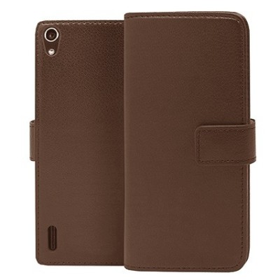 Huawei Ascend P7 atvēramais ādas brūns Casual maciņš (maks) / Vacins.lv