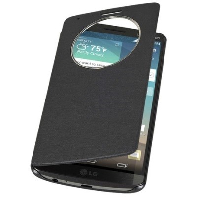 Atverčiamas LG G3 D855 (D850, D851) juodas odinis dėklas su langeliu / Priedai.lt