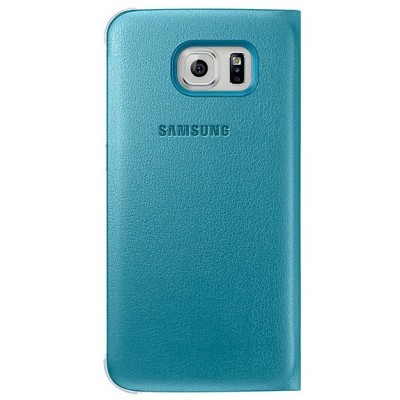 Samsung Galaxy S6 G920 originalus S View Cover atverčiamas šviesiai mėlynas dėklas su langeliu / Priedai.lt