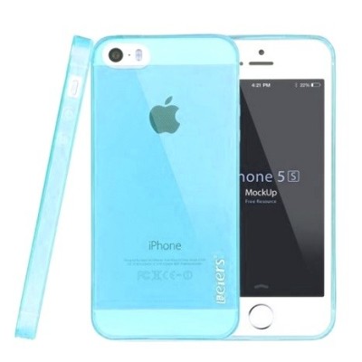 Apple iPhone SE (5, 5s) Leiers skaidrus šviesiai mėlynas kieto silikono TPU ploniausias pasaulyje dėklas / Priedai.lt