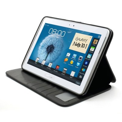 Atverčiamas juodas odinis Samsung Galaxy Note 10.1 N8000 (N8010) dėklas (dėkliukas) - piniginė / Priedai.lt