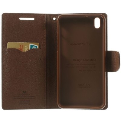 Mercury Fancy atverčiamas HTC Desire 816 juodas odinis dėklas - piniginė / Priedai.lt