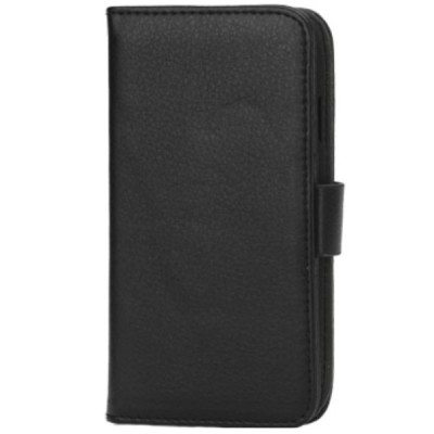 Samsung Galaxy S3 mini (i8190) atverčiamas juodas odinis dėklas - piniginė / Priedai.lt