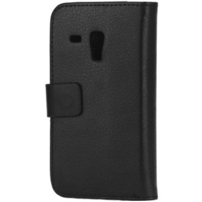 Samsung Galaxy S3 mini (i8190) atverčiamas juodas odinis dėklas - piniginė / Priedai.lt