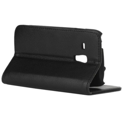 Samsung Galaxy S3 mini (i8190) atverčiamas juodas odinis dėklas - piniginė / Priedai.lt