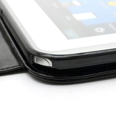 Atverčiamas juodas odinis Samsung Galaxy Note 10.1 N8000 (N8010) dėklas (dėkliukas) - piniginė / Priedai.lt