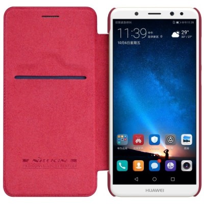 Prabangus „Nillkin“ Qin serijos raudonas odinis atverčiamas Huawei Mate 10 Lite dėklas - knygutė / Priedai.lt