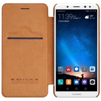 Greznais „Nillkin“ Qin sērijas ādas atvērams brūns Huawei Mate 10 Lite maciņš / Vacins.lv